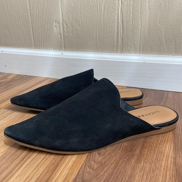 Lucky Brand Suede Leather Blythh Pointed Toe Loafer Flat Mules - Picture 1 of 10